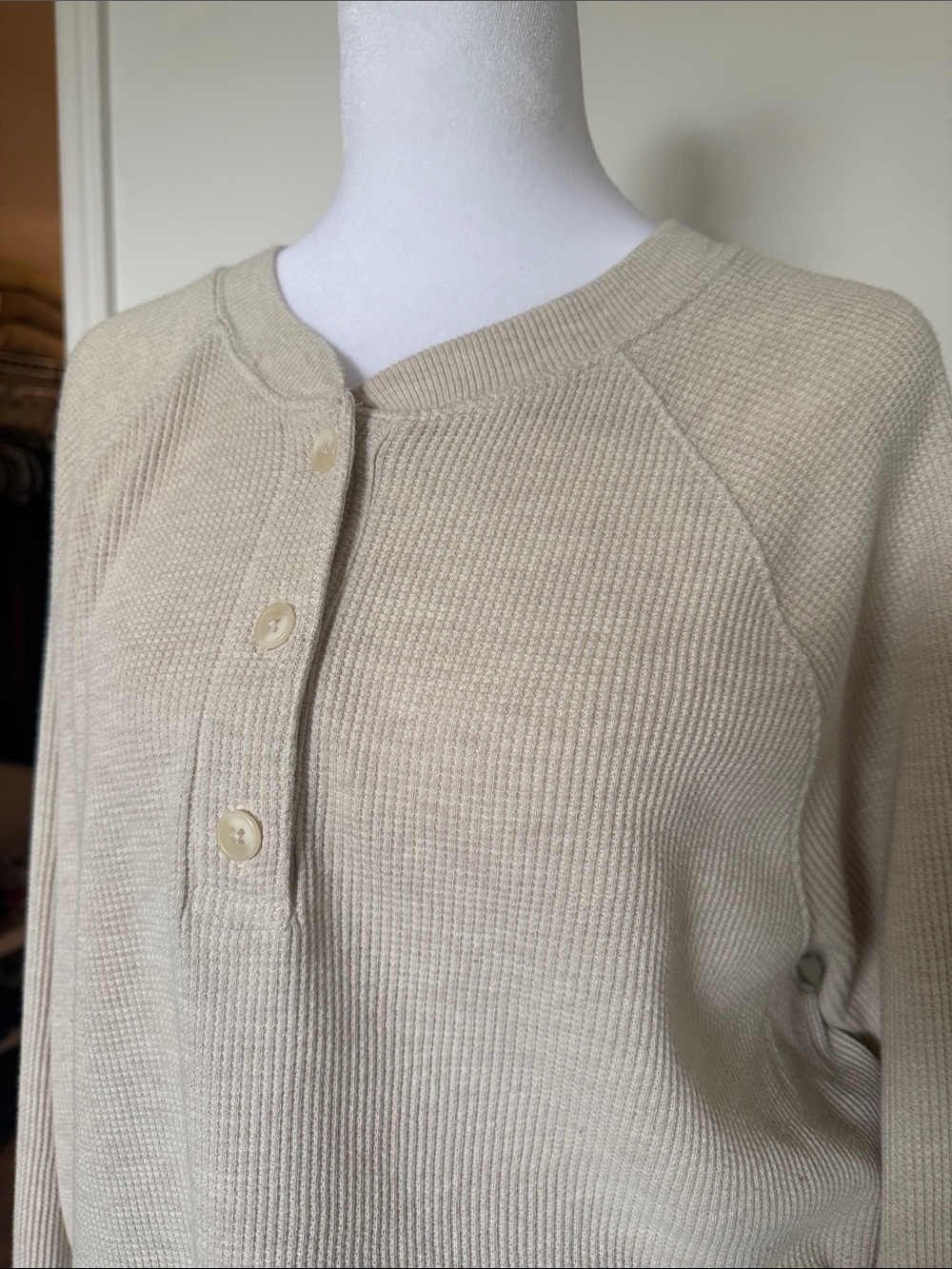 Levi's Beige Henley Ribbed Knit Sweater - Picture 2 of 5